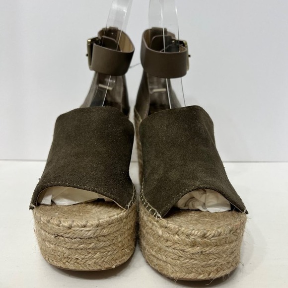 Marc Fisher Adalyn Espadrille Wedges Womens size 9.5M Taupe Leather Suede - Picture 3 of 10